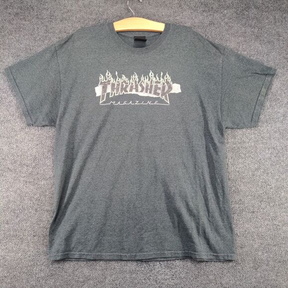 Thrasher Magazine Men's T-Shirt Short Sleeve L Green Gray Crew Neck Regular Fit - Picture 2 of 12